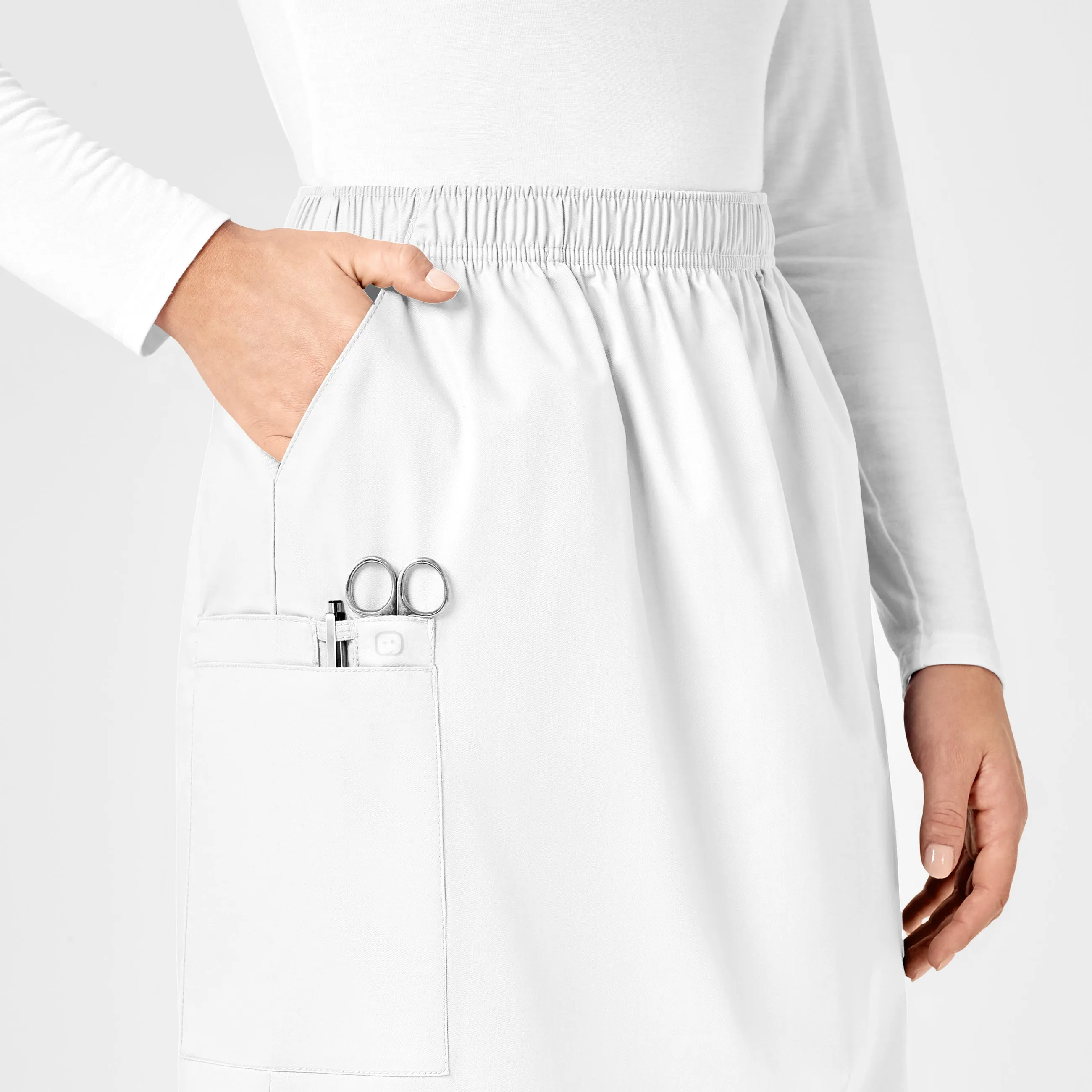 WonderWORK 701 Pull On Cargo Skirt White