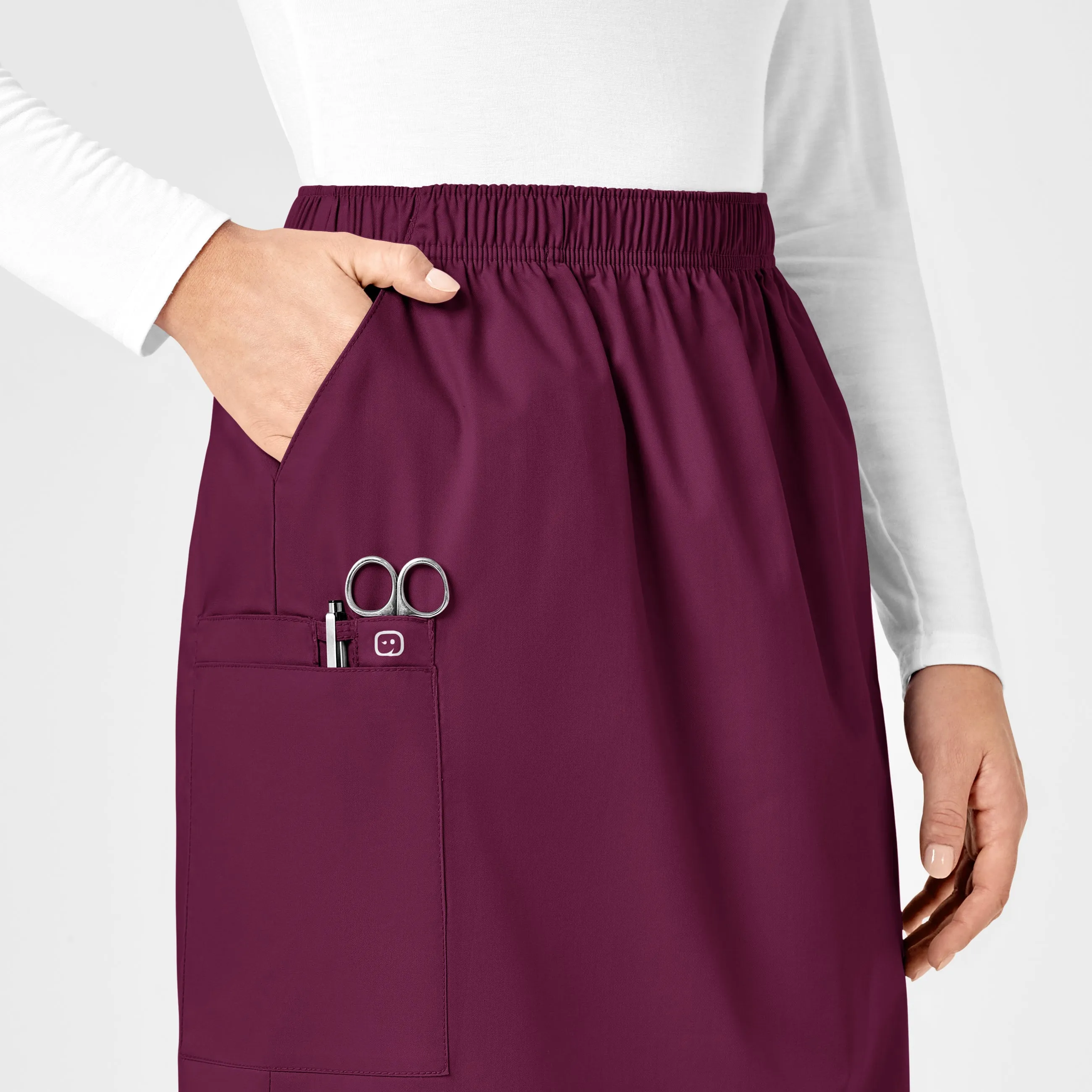 WonderWORK 701 Pull On Cargo Skirt Wine
