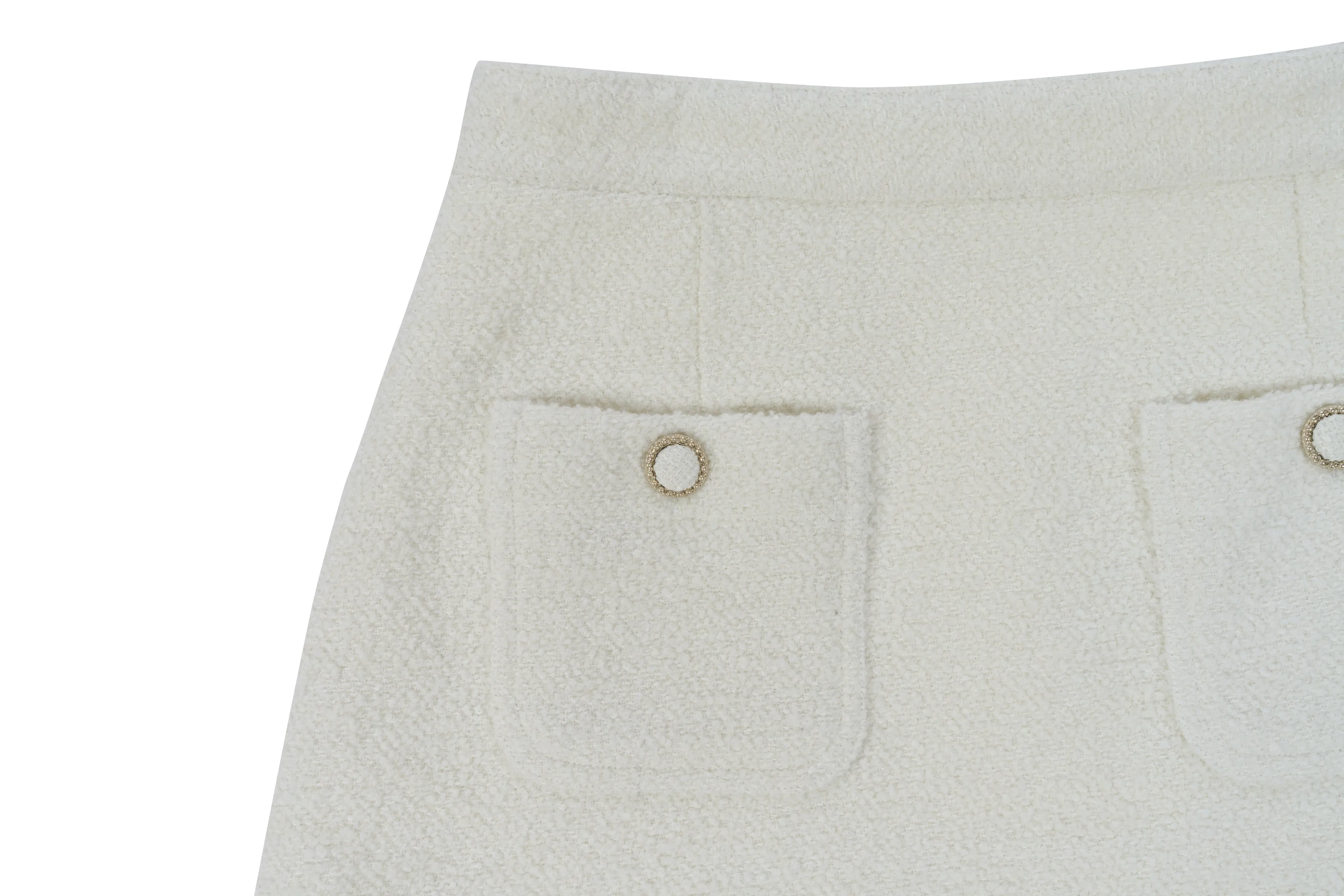 WOOL BOUCLE SKIRT_IVORY