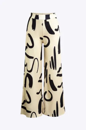 Xiomara - Chic Abstract Print Woman's Wide Leg Pants