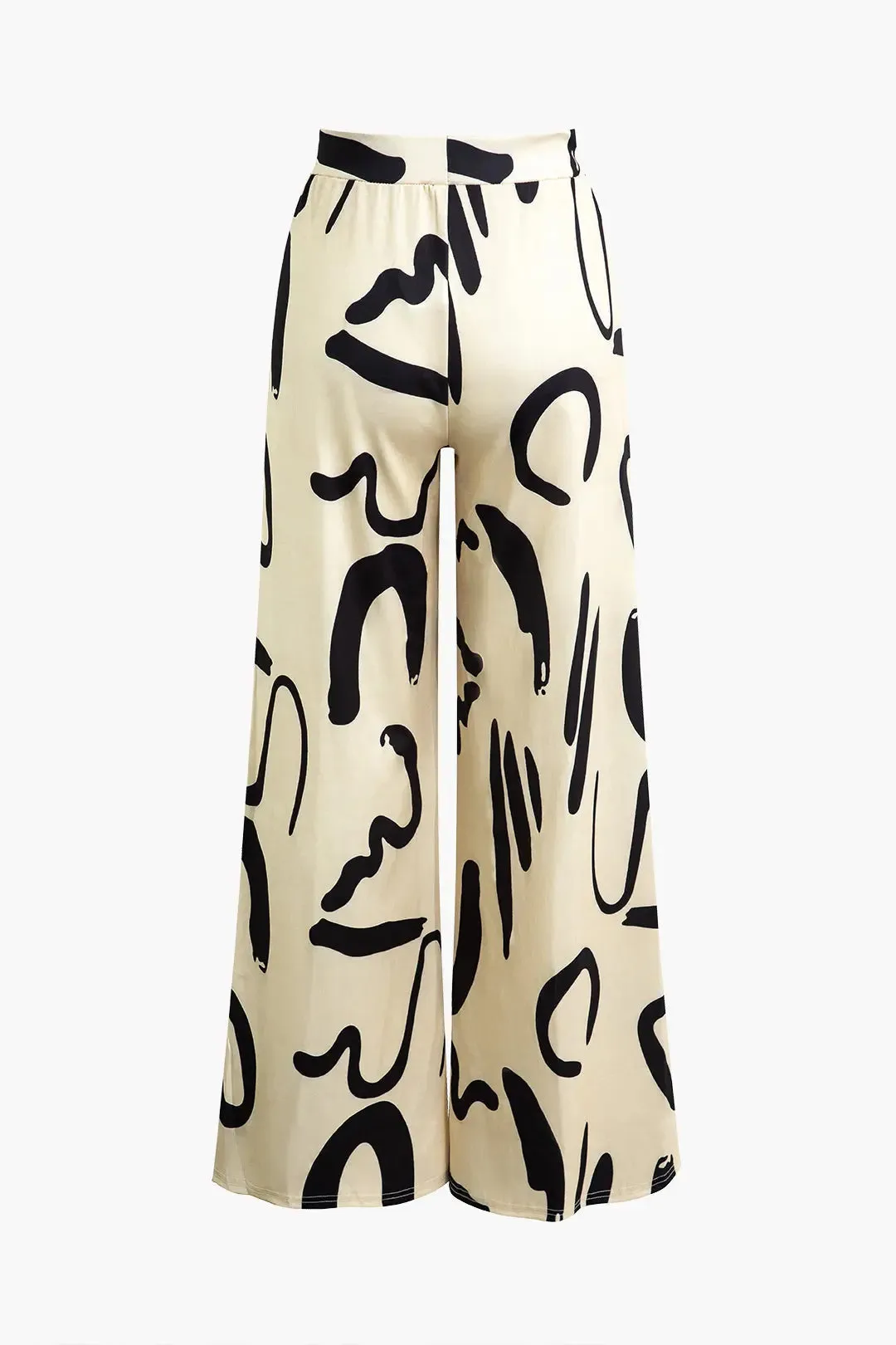 Xiomara - Chic Abstract Print Woman's Wide Leg Pants