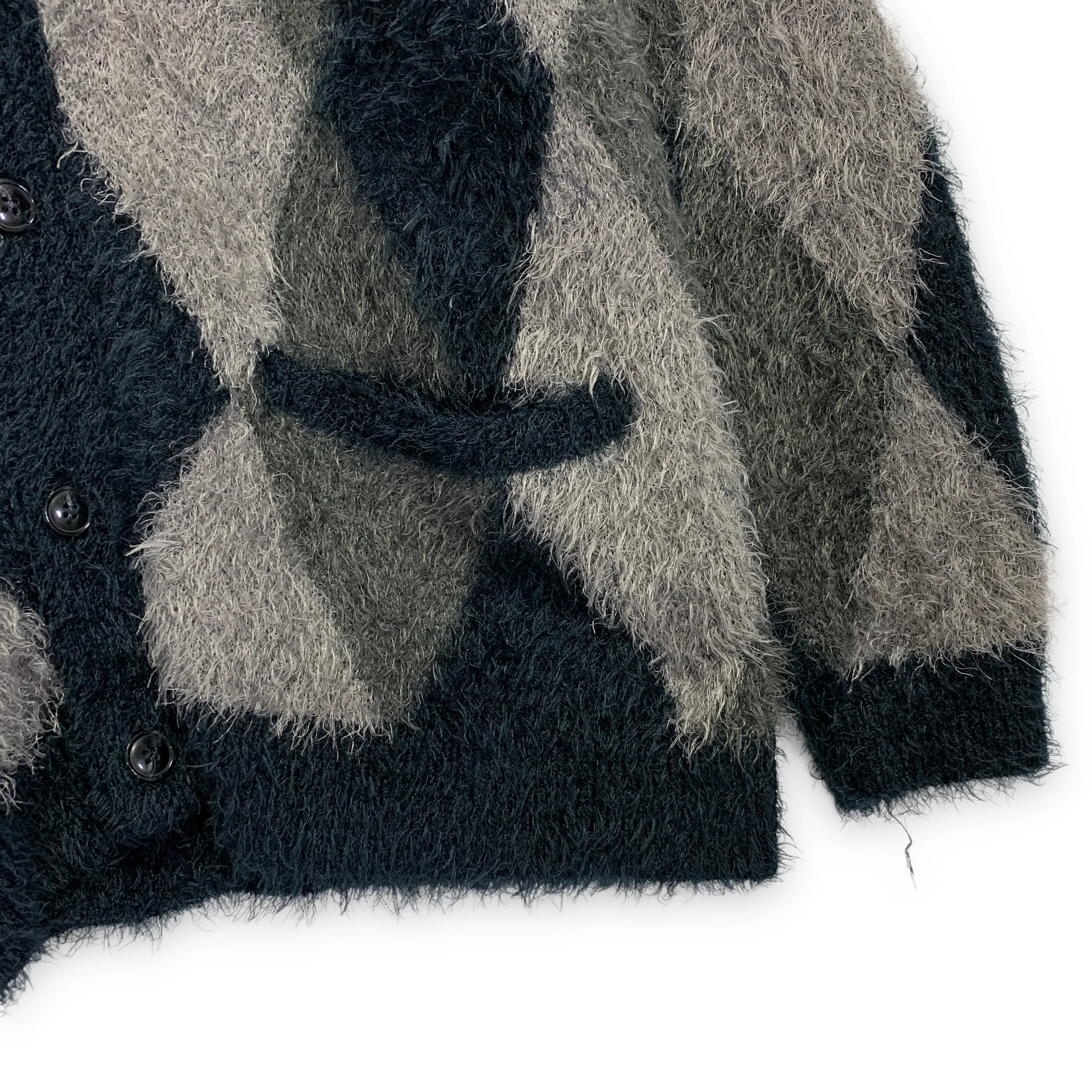 [XL] Number Nine Fuzzy Argyle Cardigan Sweater