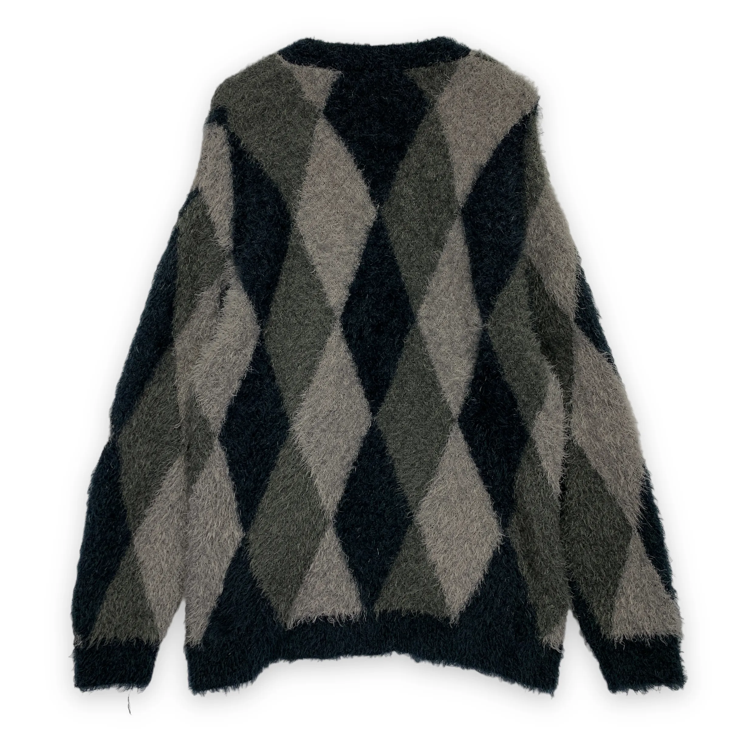 [XL] Number Nine Fuzzy Argyle Cardigan Sweater