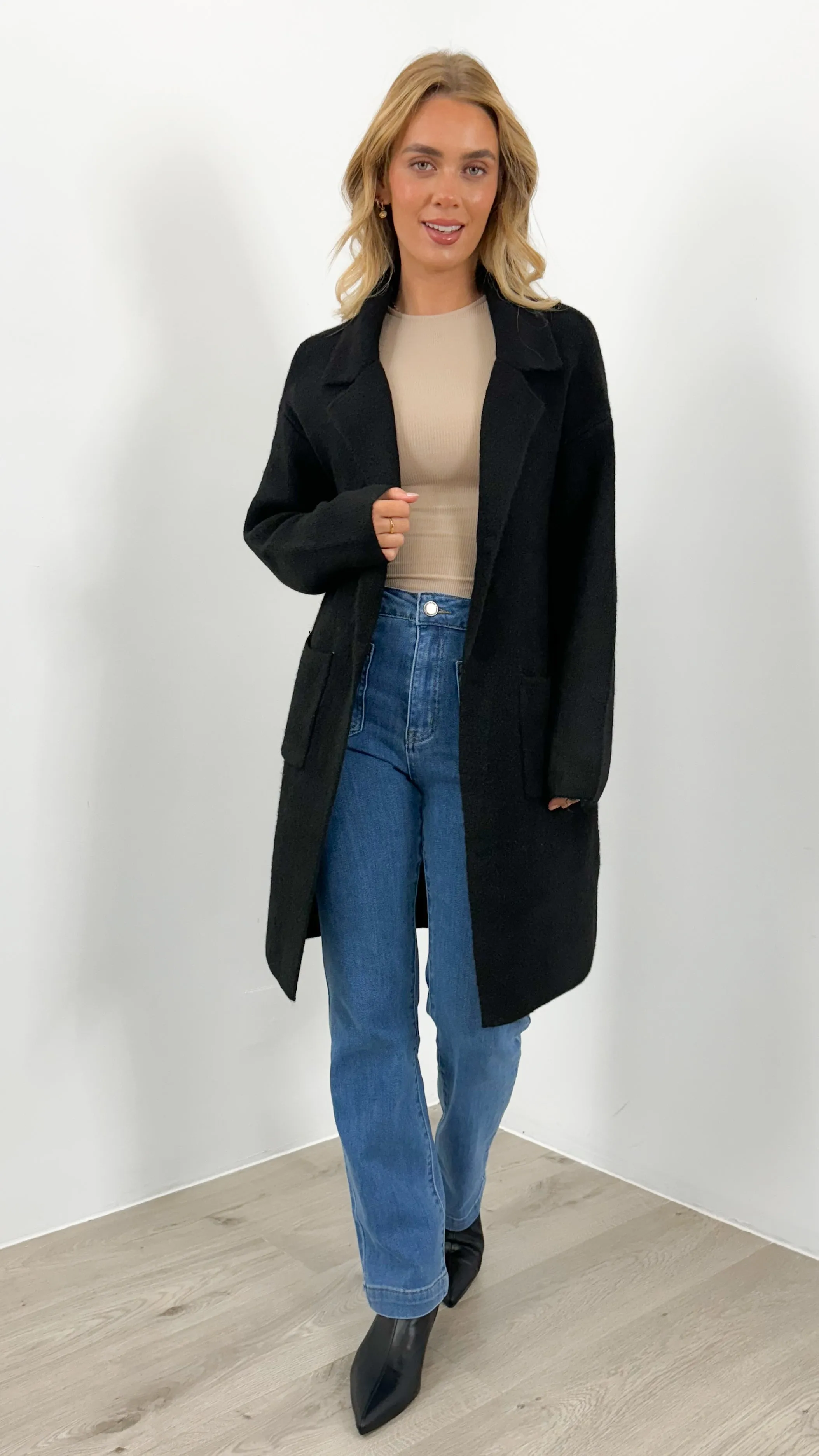 ZEETA COATIGAN - BLACK